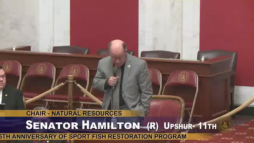 Senate adopts resolution commemorating Sport Fish Restoration program; member cites $78 billion contribution since 1939