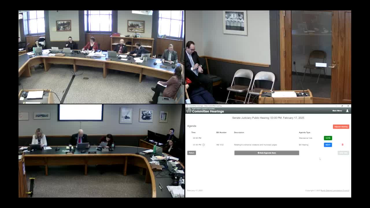 Senate Judiciary committee hears bill to rewrite municipal courts statute; debate centers on courts of record and lawyer requirement