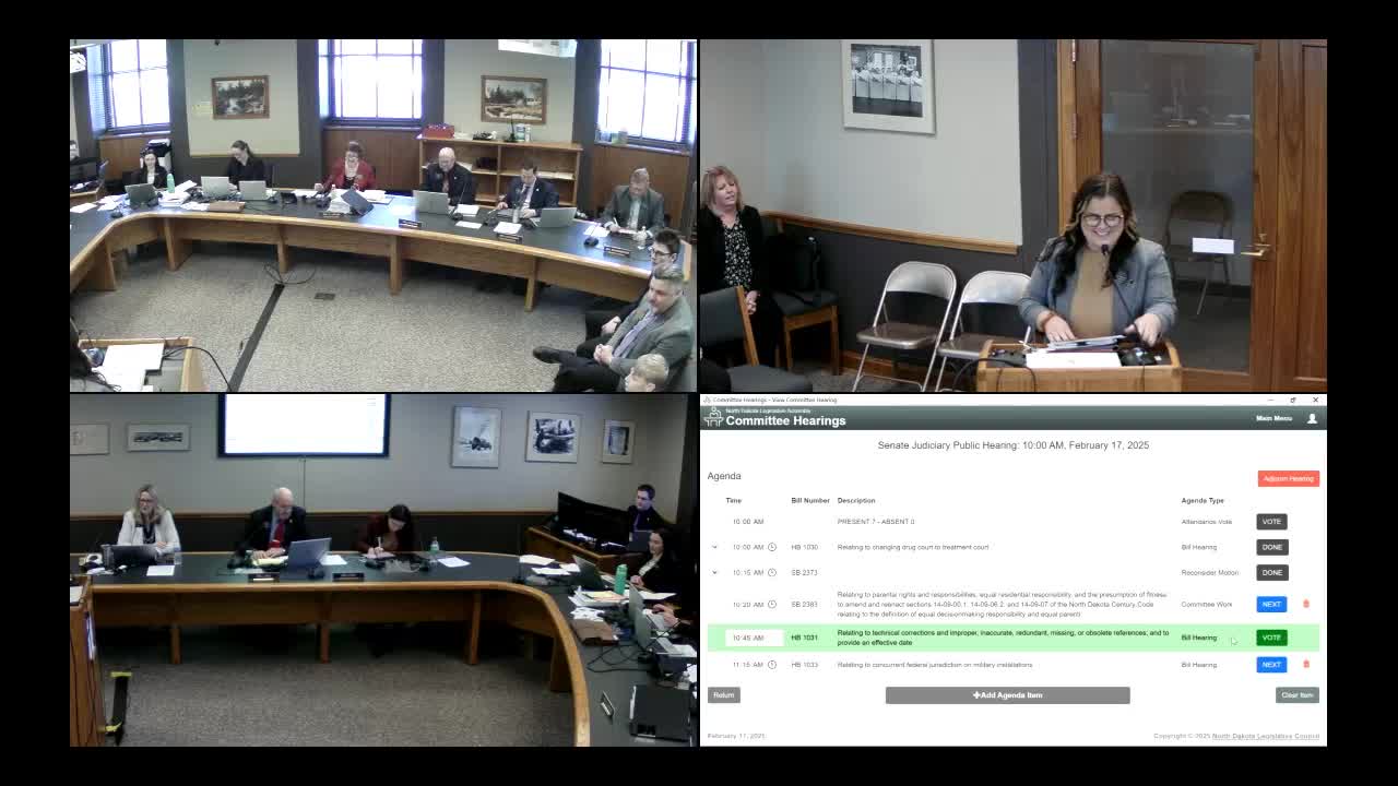 Judiciary Committee advances technical corrections bill that cleans up Century Code cross-references