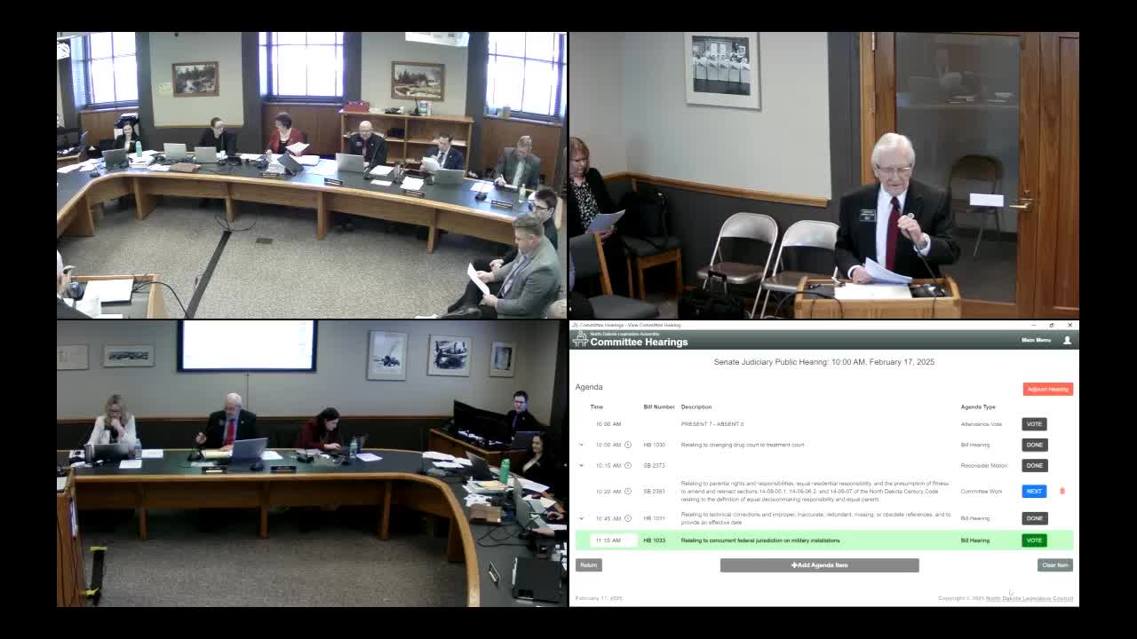 Committee backs bill to permit concurrent juvenile jurisdiction negotiations with military installations