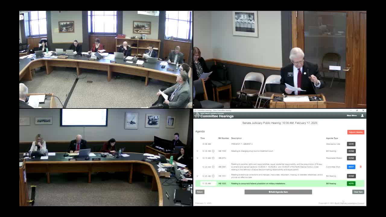 Committee backs bill allowing state to accept concurrent juvenile jurisdiction on military installations