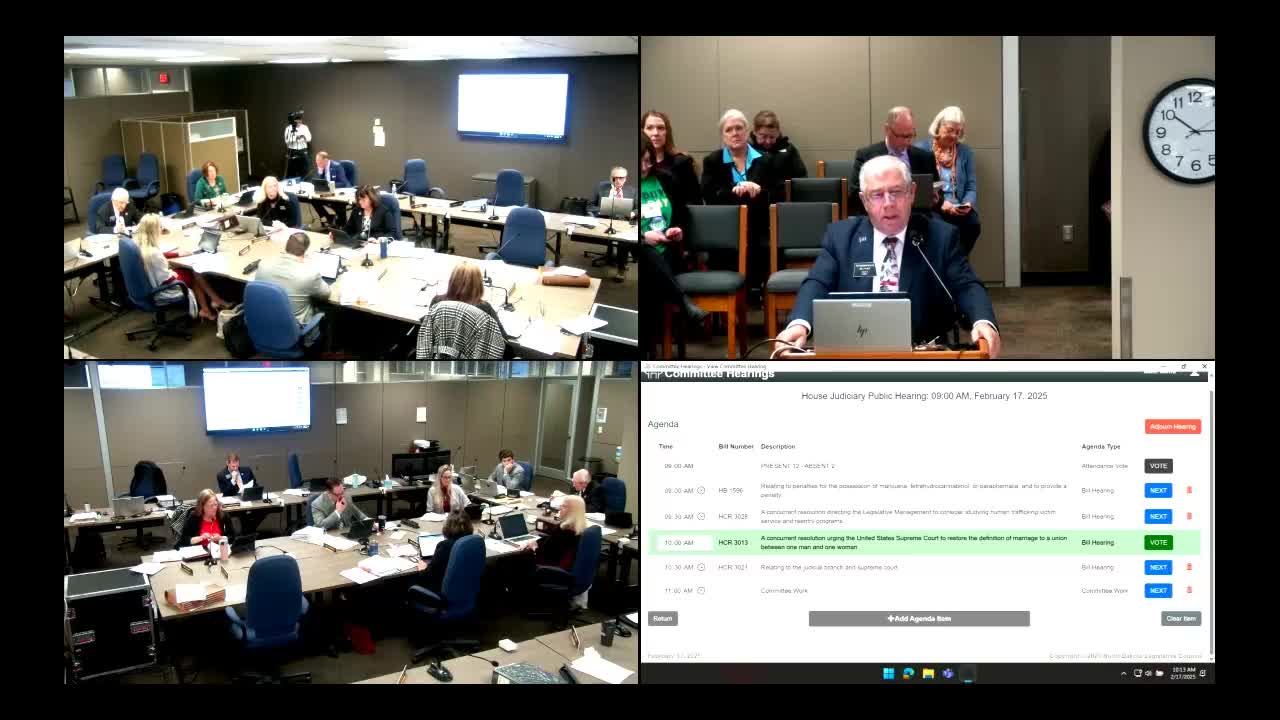 Committee hears resolution urging U.S. Supreme Court to restore marriage as union of one man and one woman