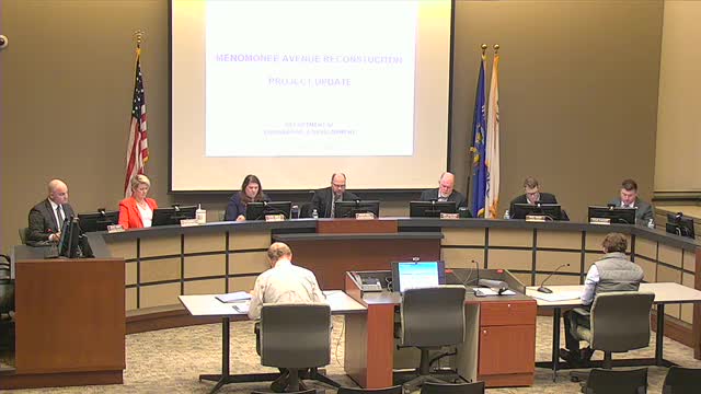 Engineering Director Tom Hoffman updates on Menominee Avenue reconstruction project timeline