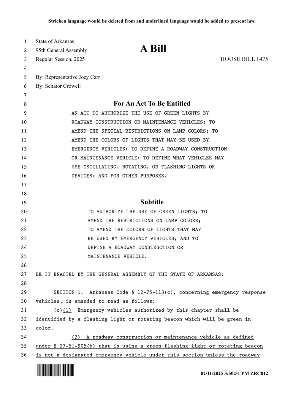 Arkansas amends vehicle lighting laws for emergency and construction vehicles