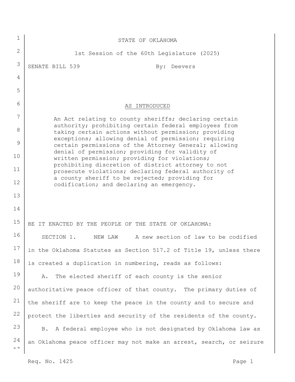 Oklahoma Attorney General sets new rules for federal employee actions