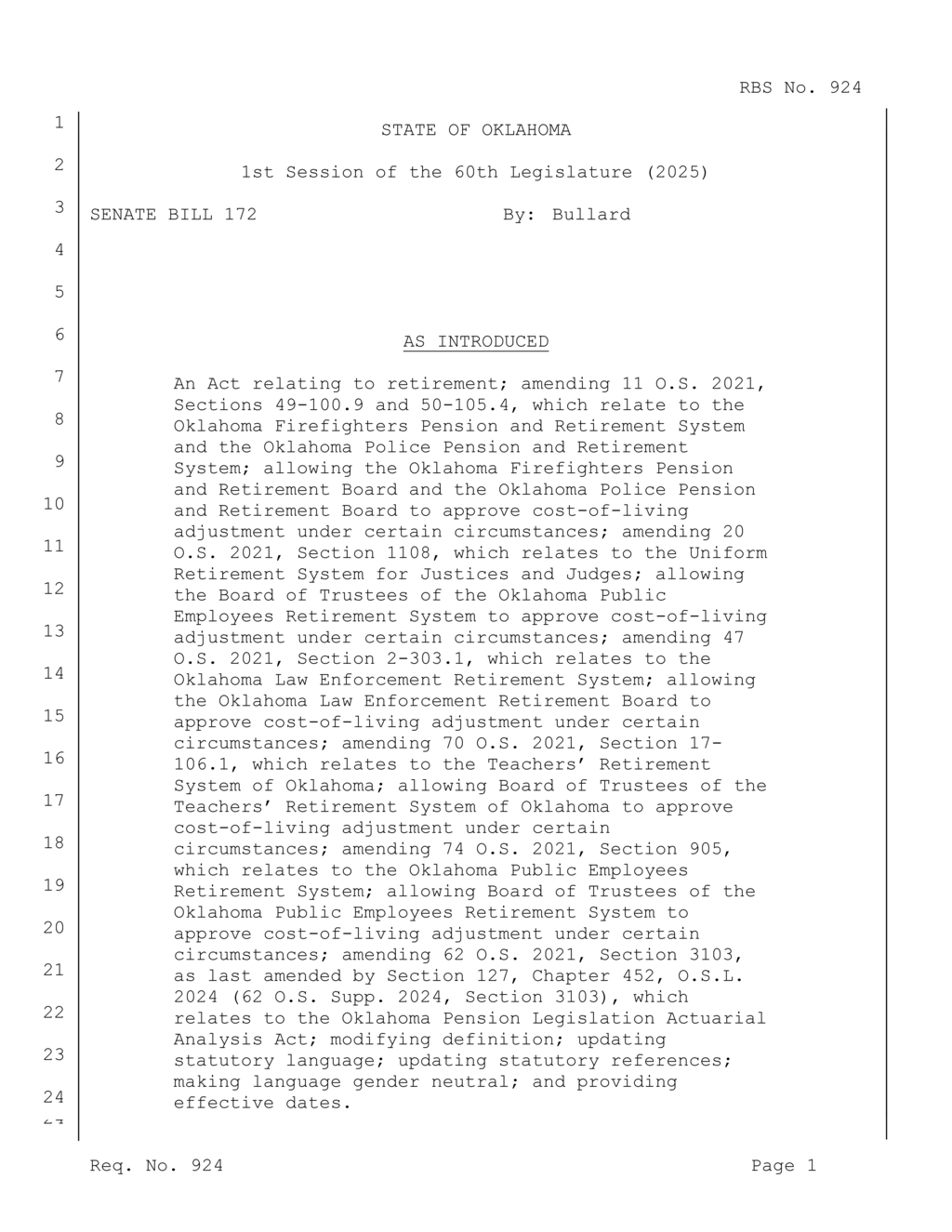 Oklahoma Legislature approves retirement benefit changes for firefighters and police officers