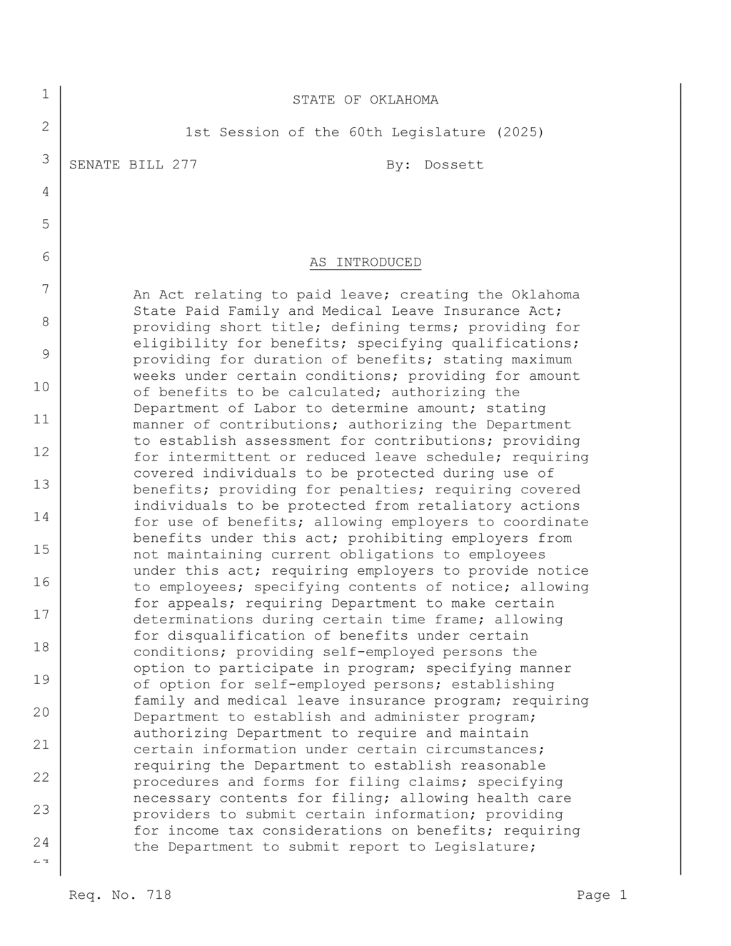 Oklahoma introduces new family and medical leave insurance rules for self-employed workers