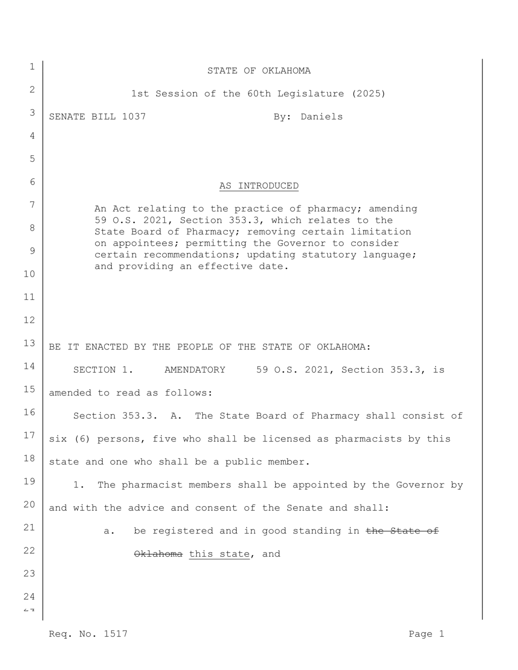 Oklahoma Governor to appoint new Board members for pharmacy regulation