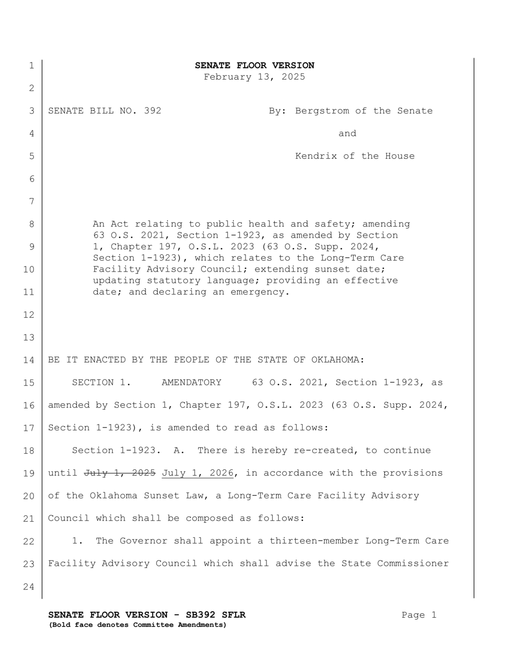 Senate passes emergency SB392 to ensure public safety