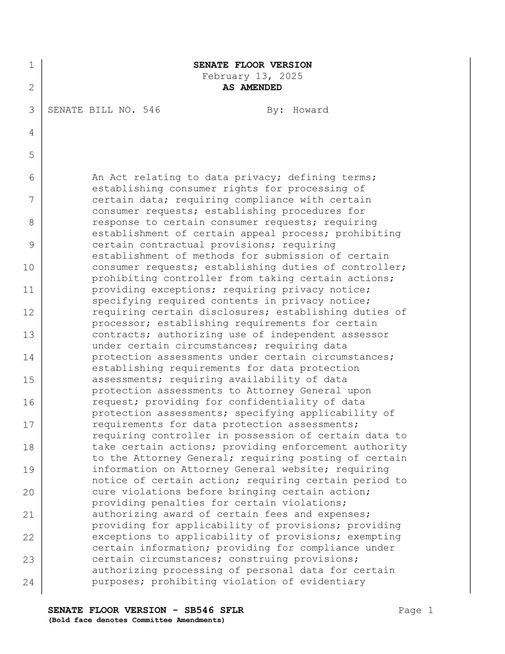 Oklahoma Senate approves new penalties for privacy law violations