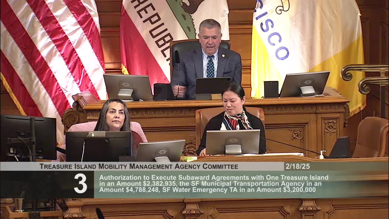 Treasure Island committee approves subawards tied to $20 million EPA transit grant; execution contingent on federal review