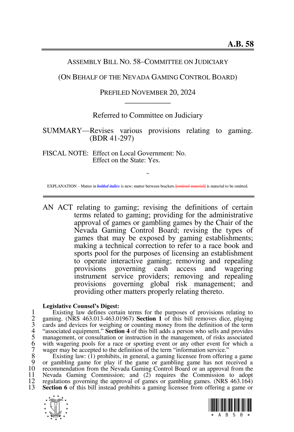 Nevada Commission revises gaming regulations for private ownership and operations