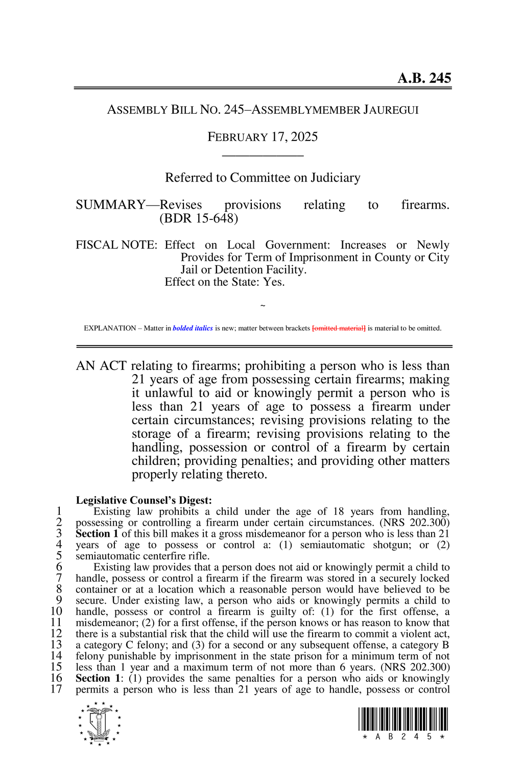 Nevada amends firearm storage laws to enhance youth safety measures