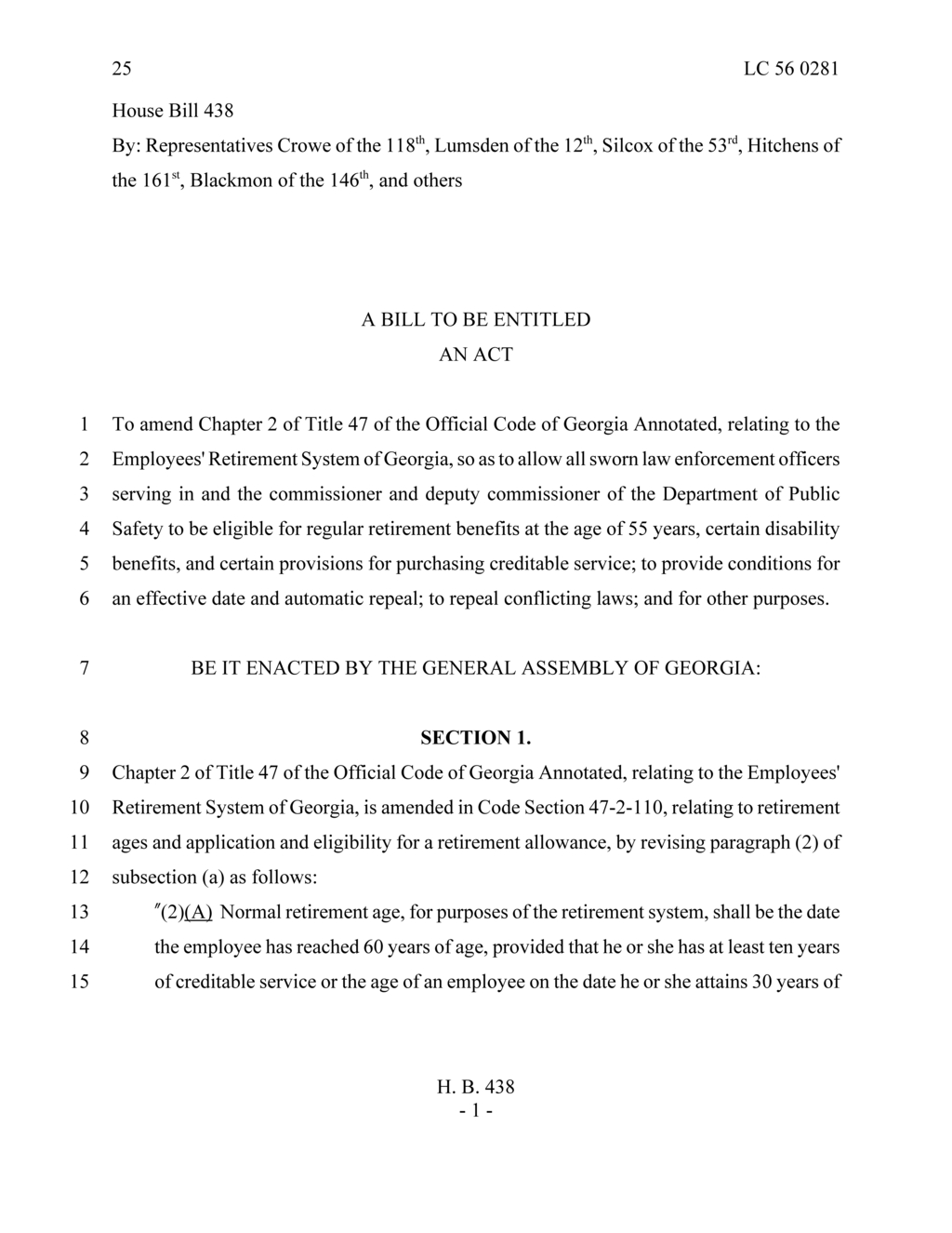 Georgia lawmakers propose enhanced retirement benefits for law enforcement officers