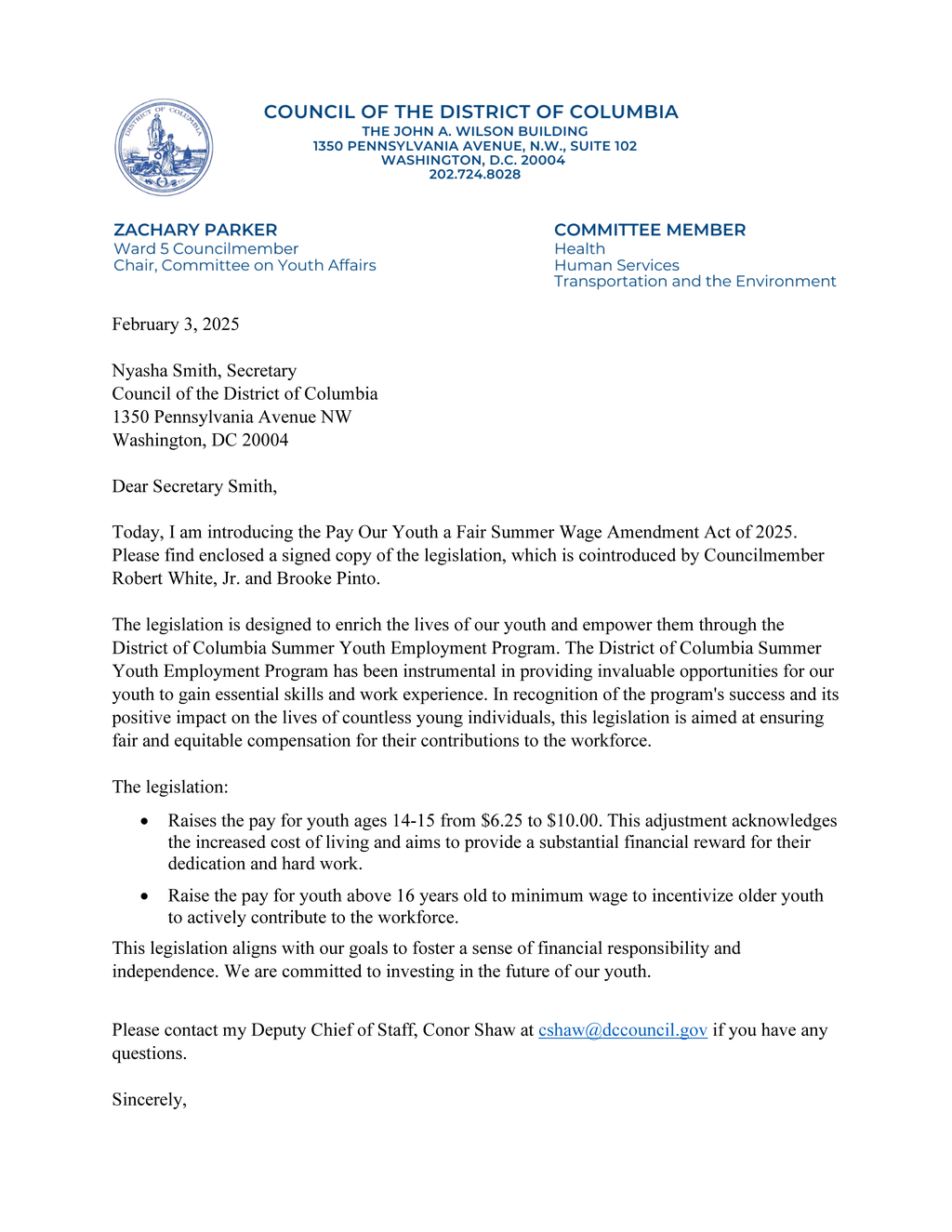 D.C. Council proposes wage increase for Marion Barry Summer Youth Program participants