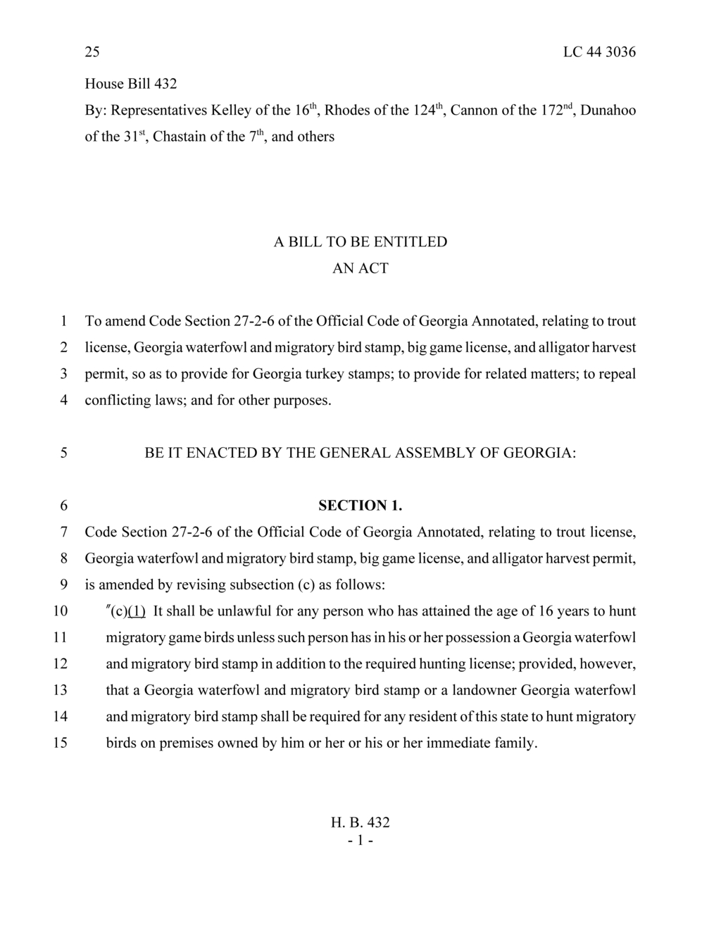 Georgia legislators propose new turkey stamps in House Bill 432
