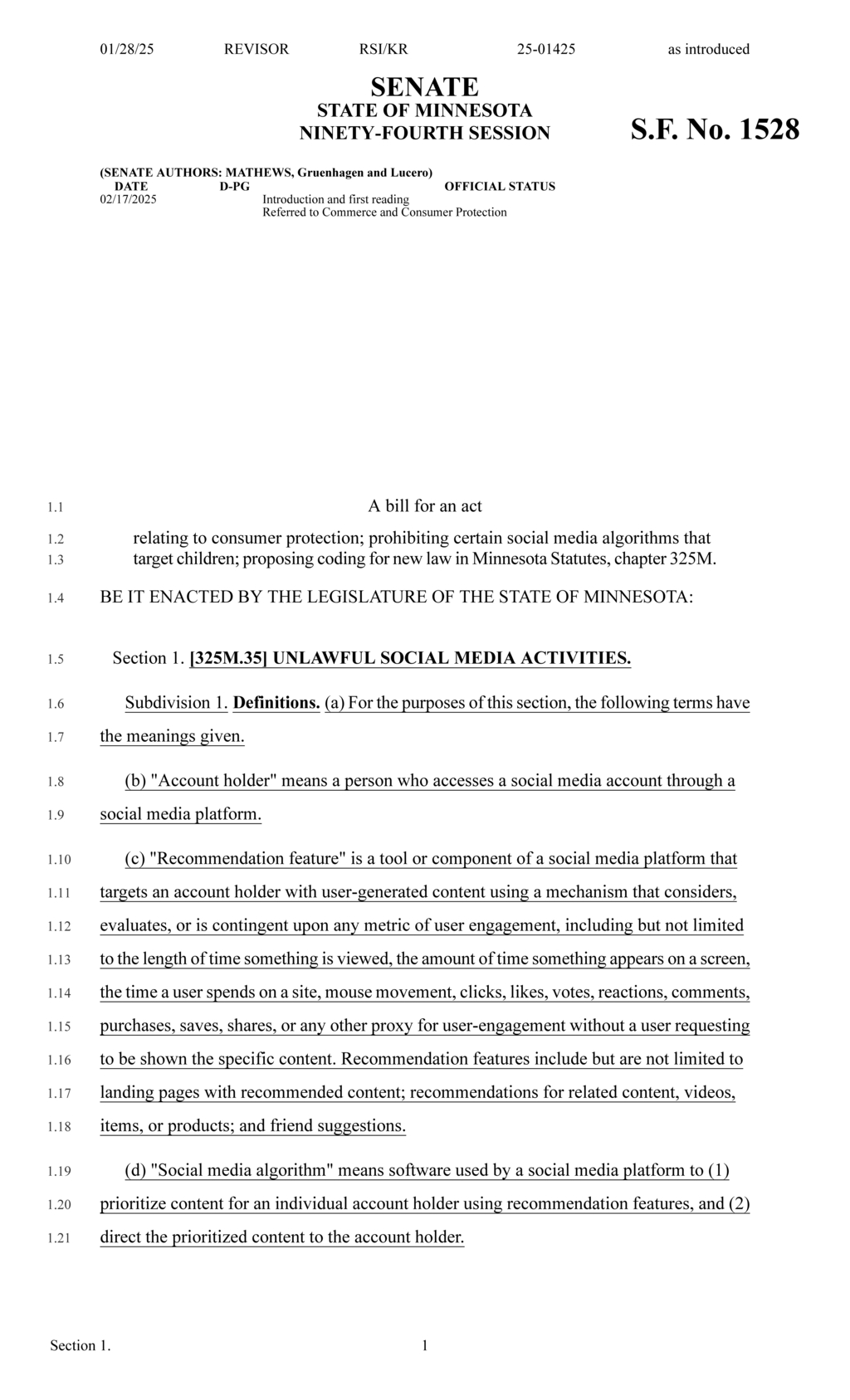 Minnesota legislators propose bill to ban social media algorithms targeting children