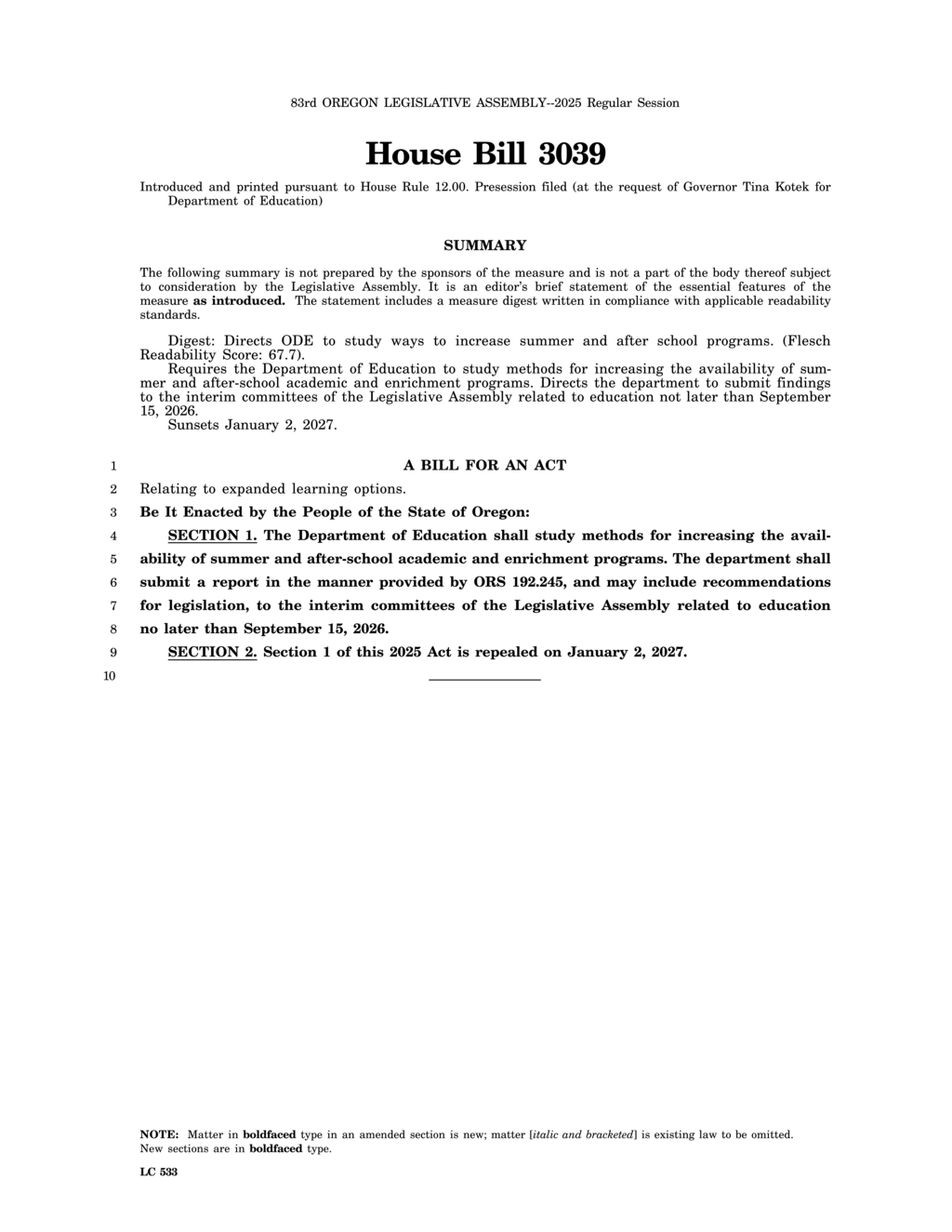 Governor Kotek initiates study on expanding summer and after-school programs in Oregon
