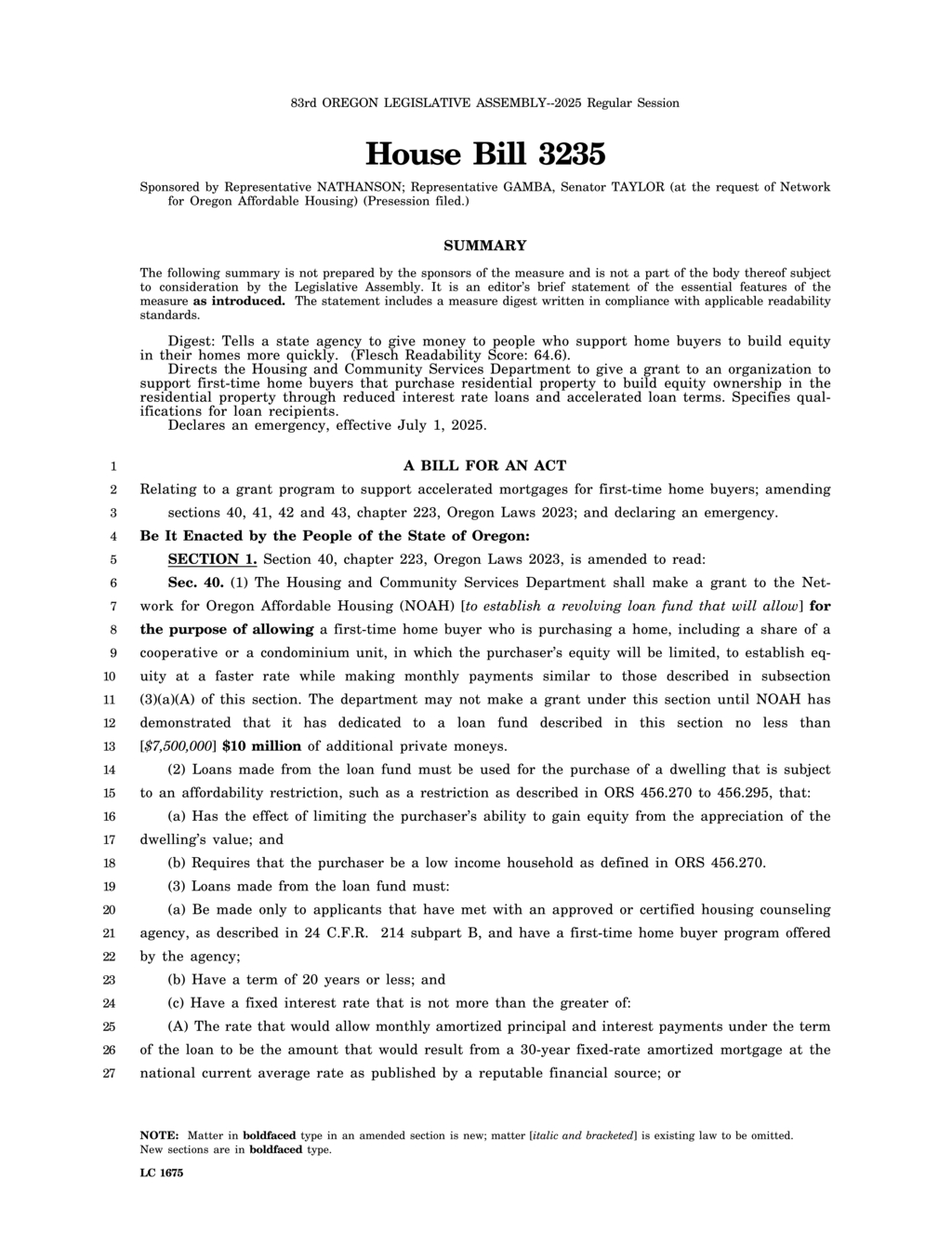 Oregon legislators advance $10M grant for first-time home buyer equity program