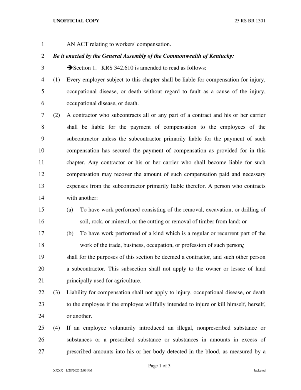 Kentucky mandates workers' compensation proof for building permit issuance