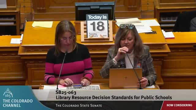 Colorado Senate advances Bill 63 to protect freedom to read in schools