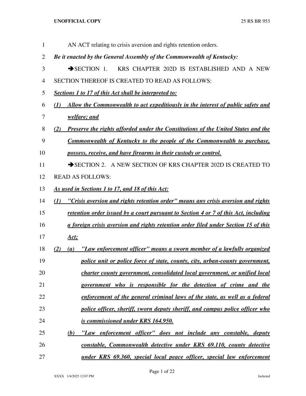 Kentucky court establishes new firearm crisis aversion and rights retention orders