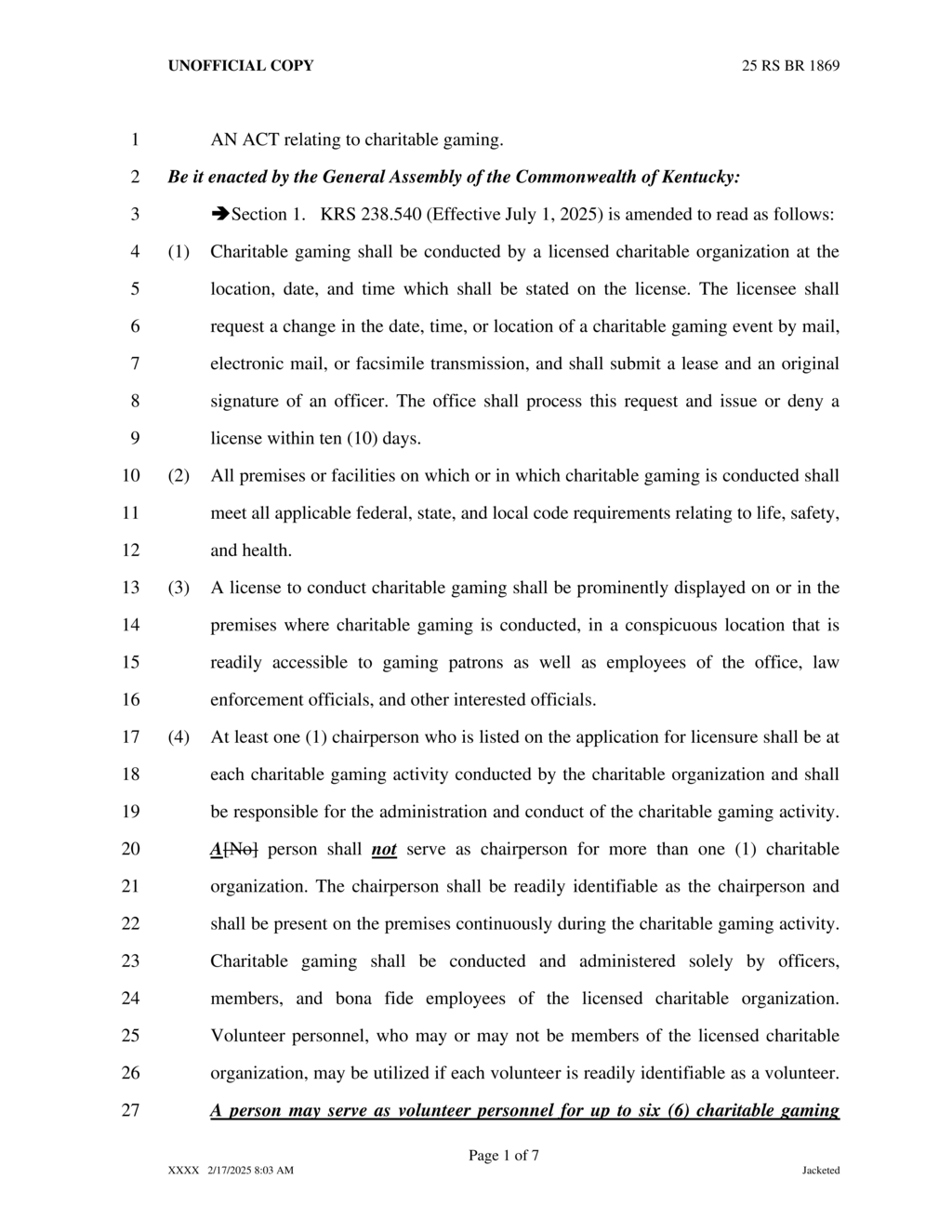 Kentucky enforces new regulations on charitable gaming operations