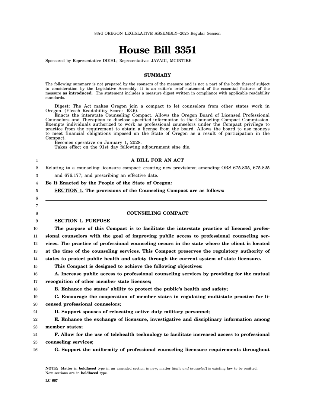 HB 3351 enables licensed counselors to practice across member states