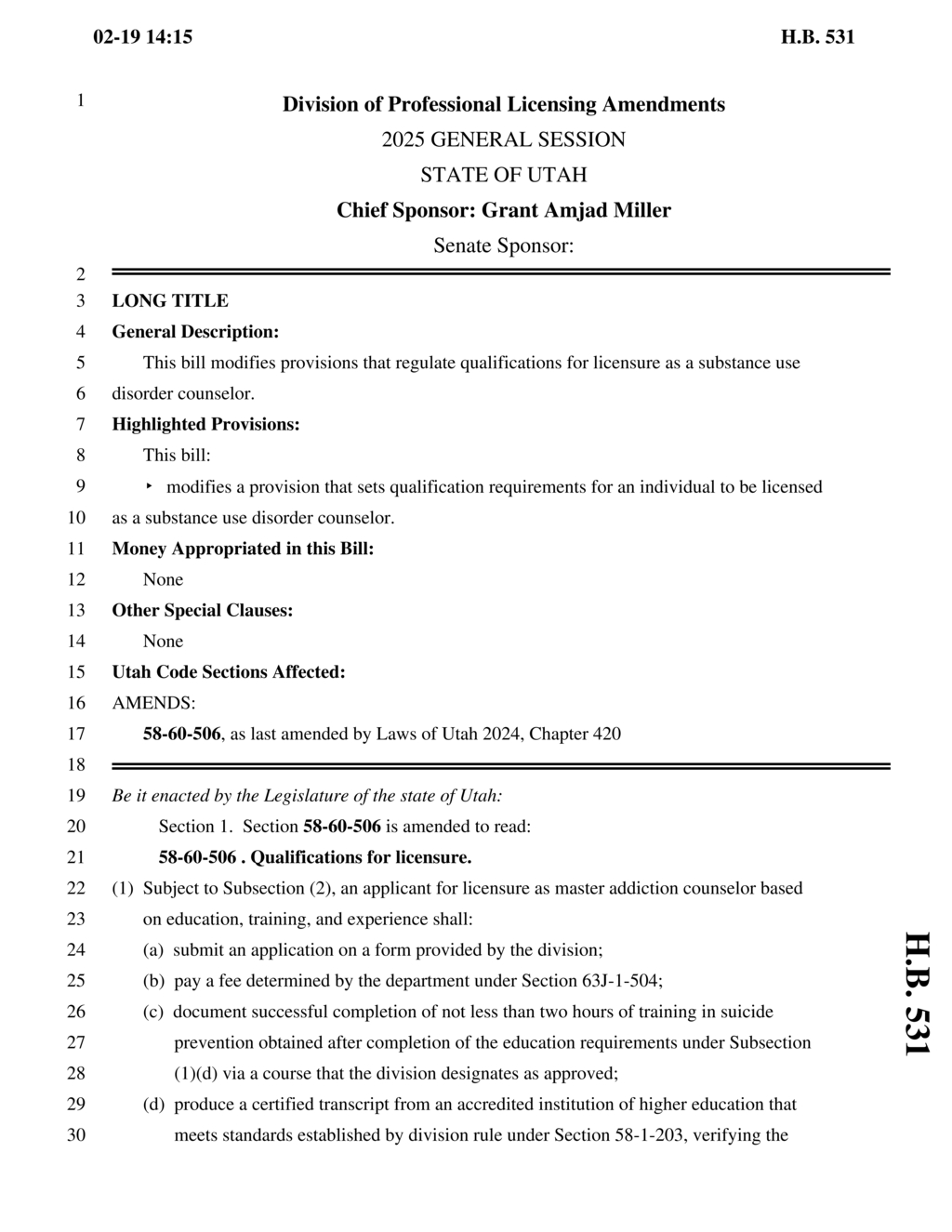 Utah Division outlines new licensure requirements for addiction counselors