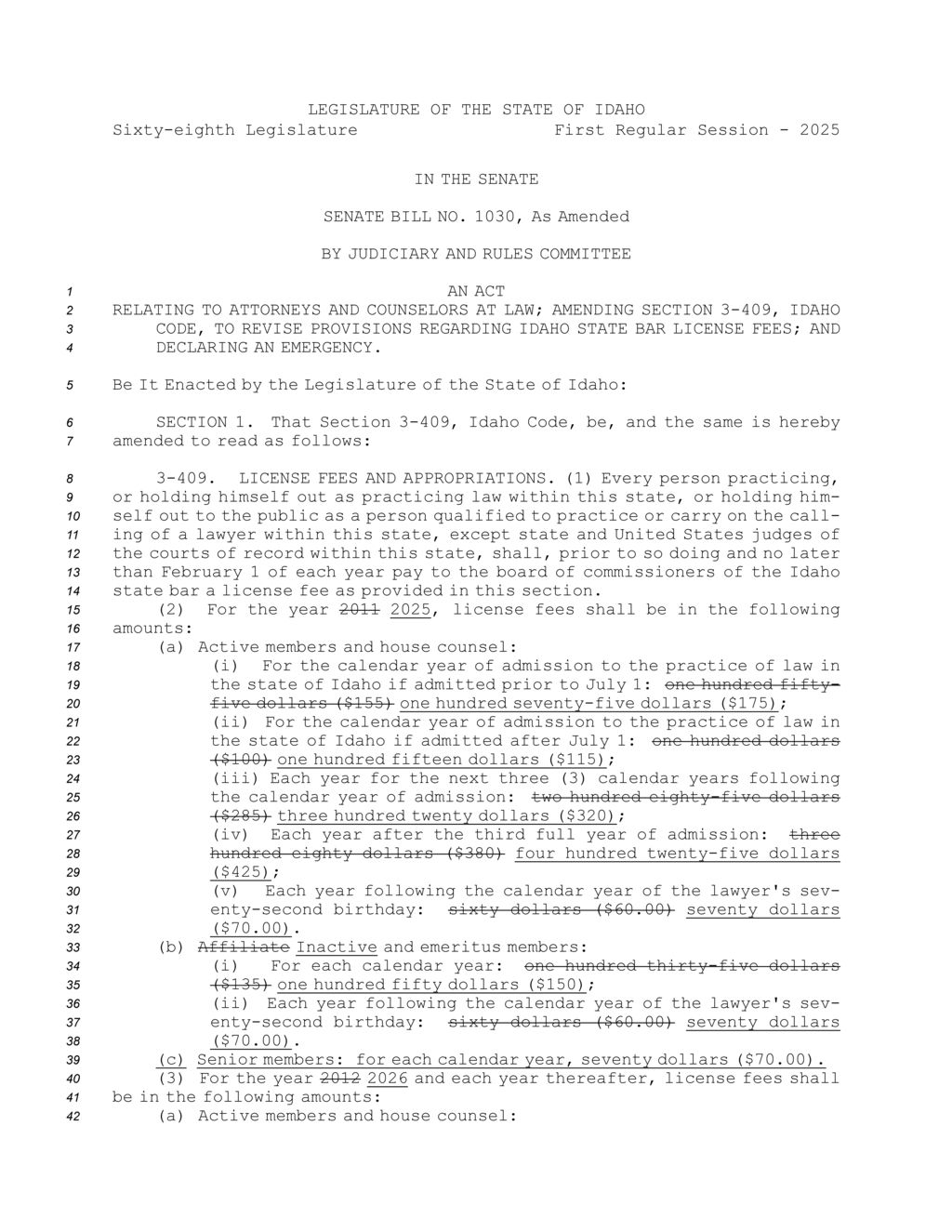 Idaho State Bar revises attorney licensing fee structure