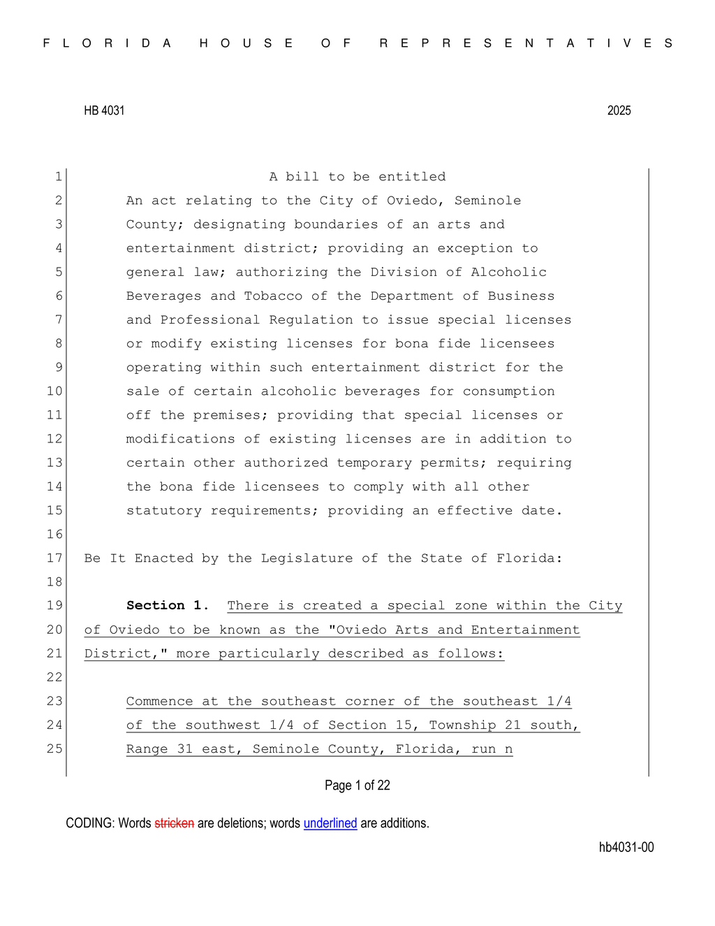 Oviedo City Council establishes new open container regulations with HB 4031