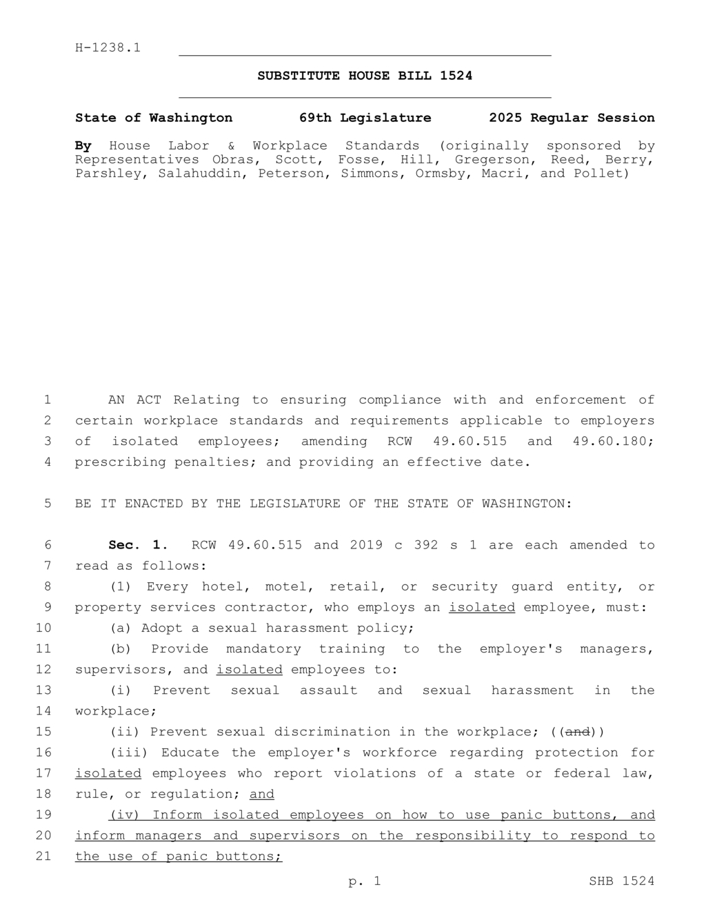 Washington State amends discrimination laws to enhance employment protections