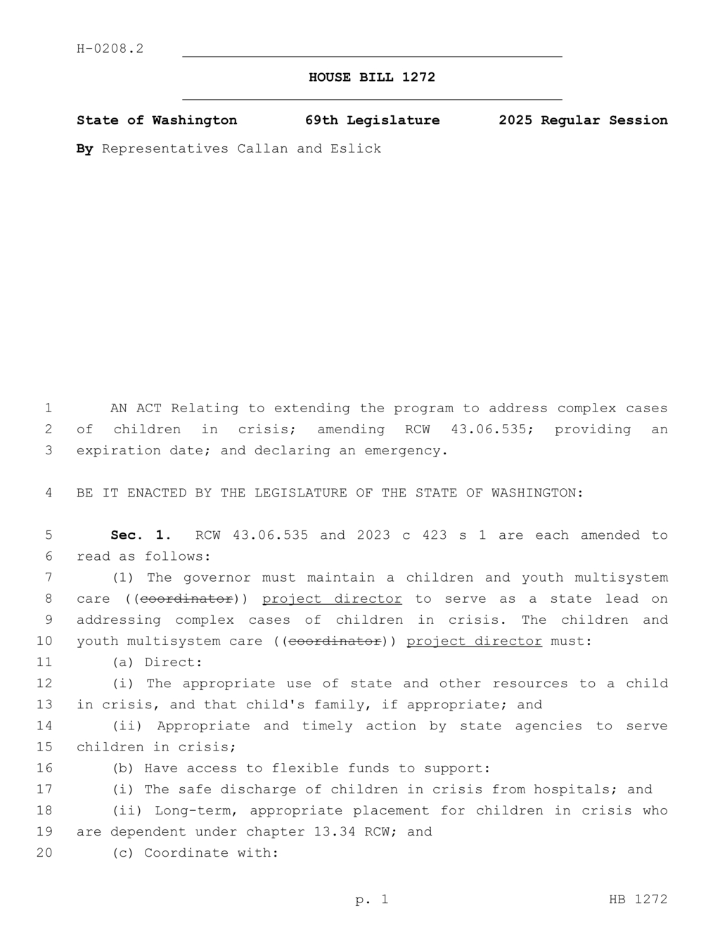 Washington Legislature extends crisis support program for children and youth