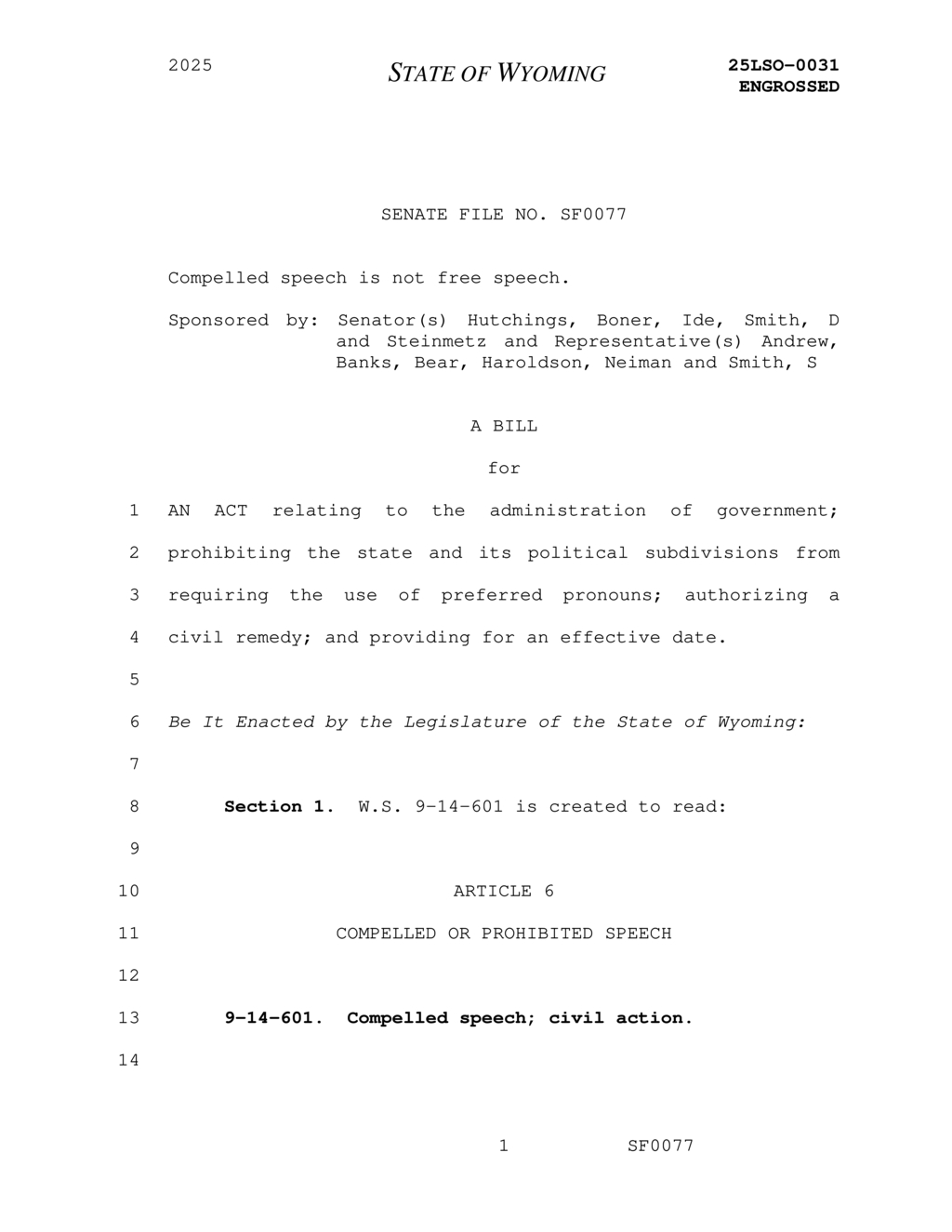 Wyoming bans mandatory use of preferred pronouns in state employment policies