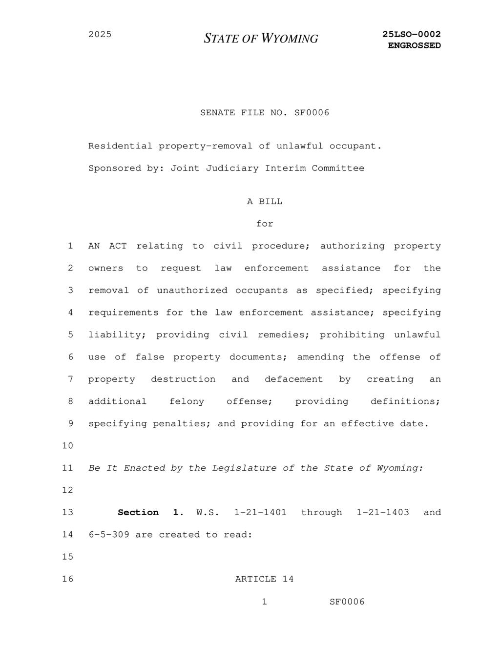 Wyoming lawmakers enact new eviction procedures to protect property owners
