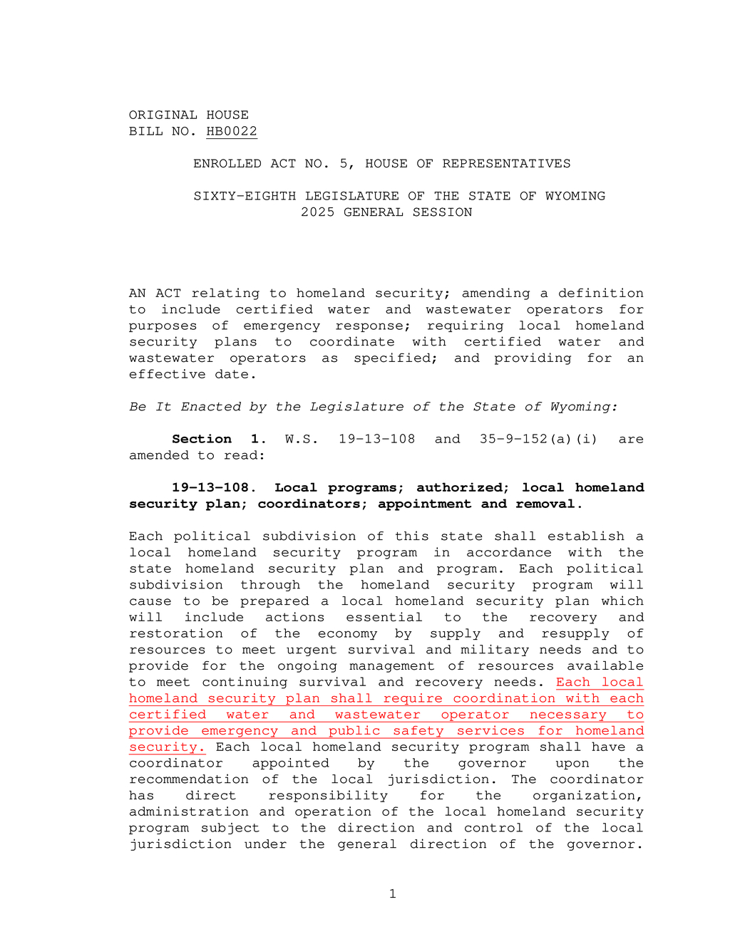 Wyoming amends homeland security bill to include water operators in emergency plans