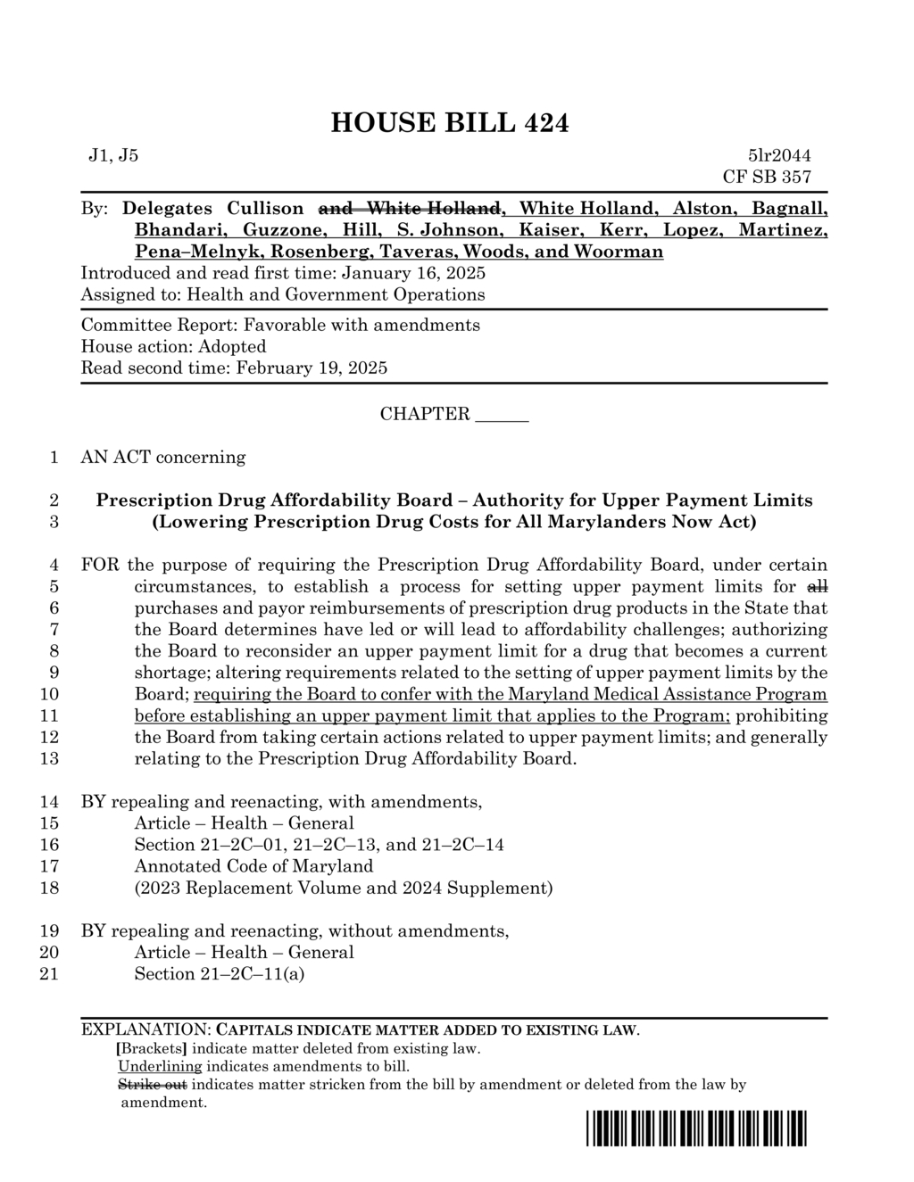 Maryland delegates introduce Prescription Drug Affordability Board legislation