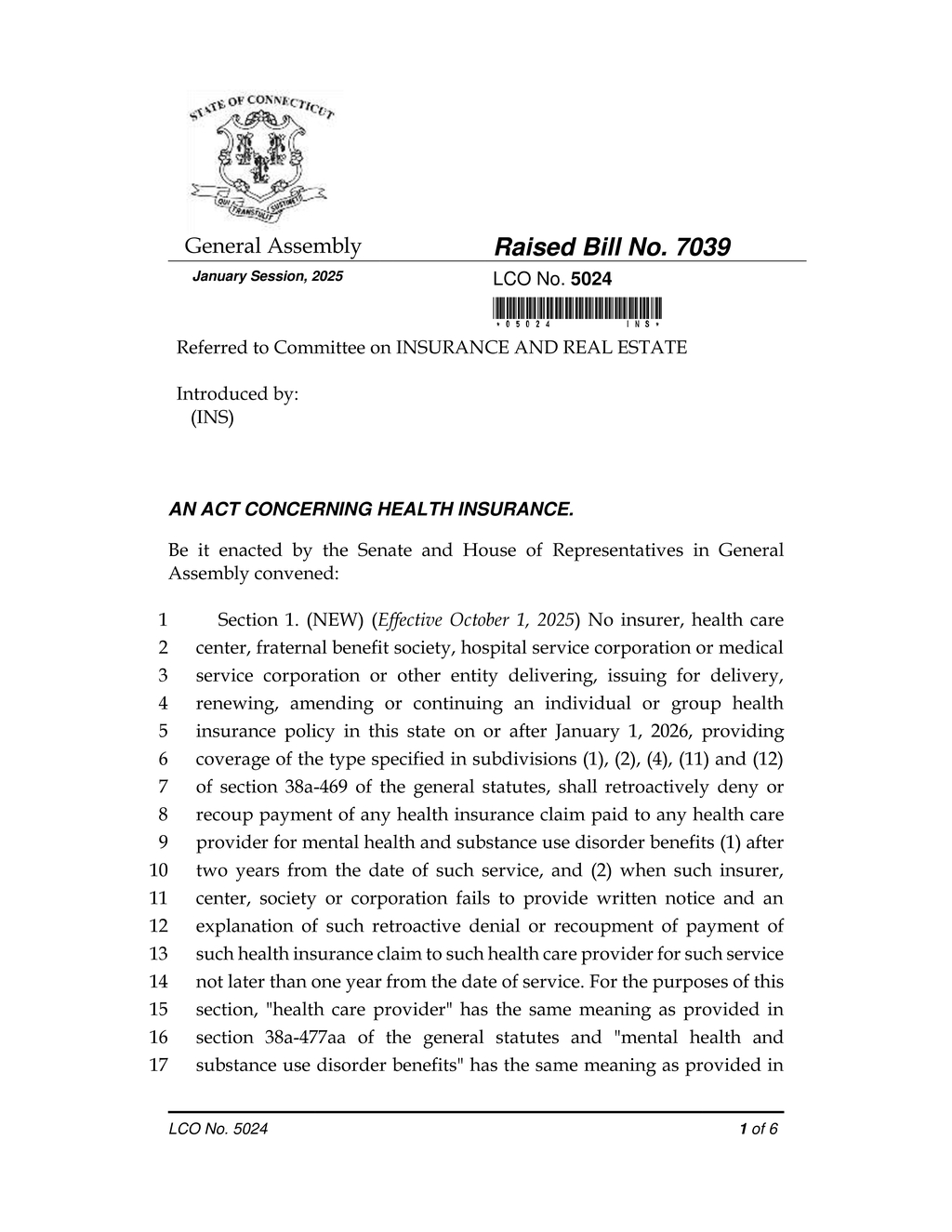 Connecticut mandates health insurance coverage for phenylketonuria and motorized wheelchairs
