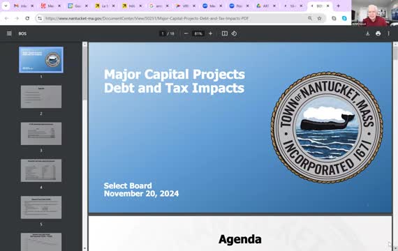 Town financial staff outline capital program, debt projections and tax‑rate assumptions