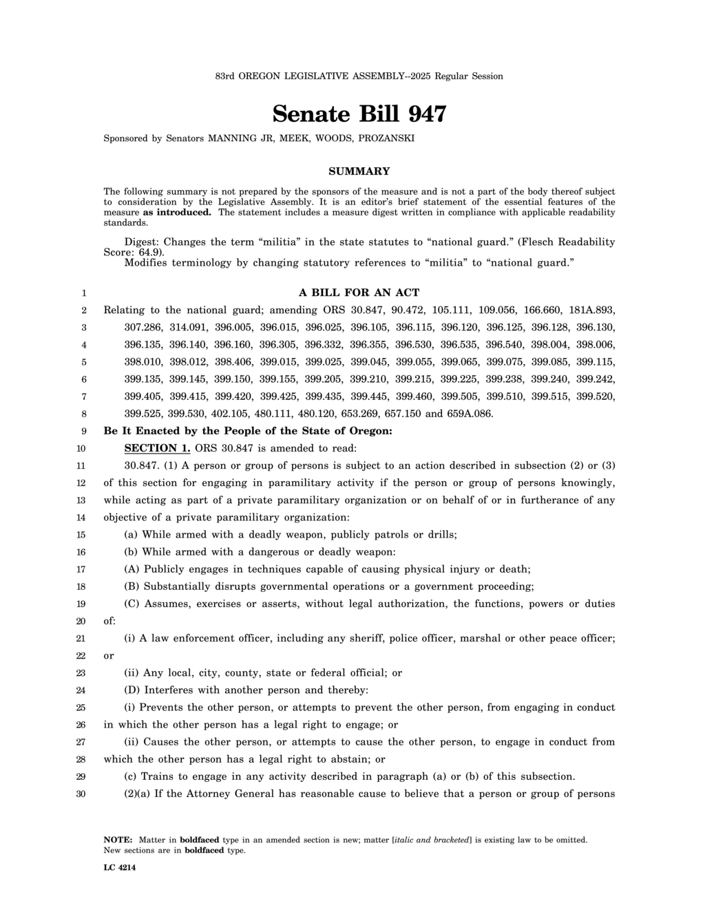 Oregon legislature approves military tax exemption for active duty service members