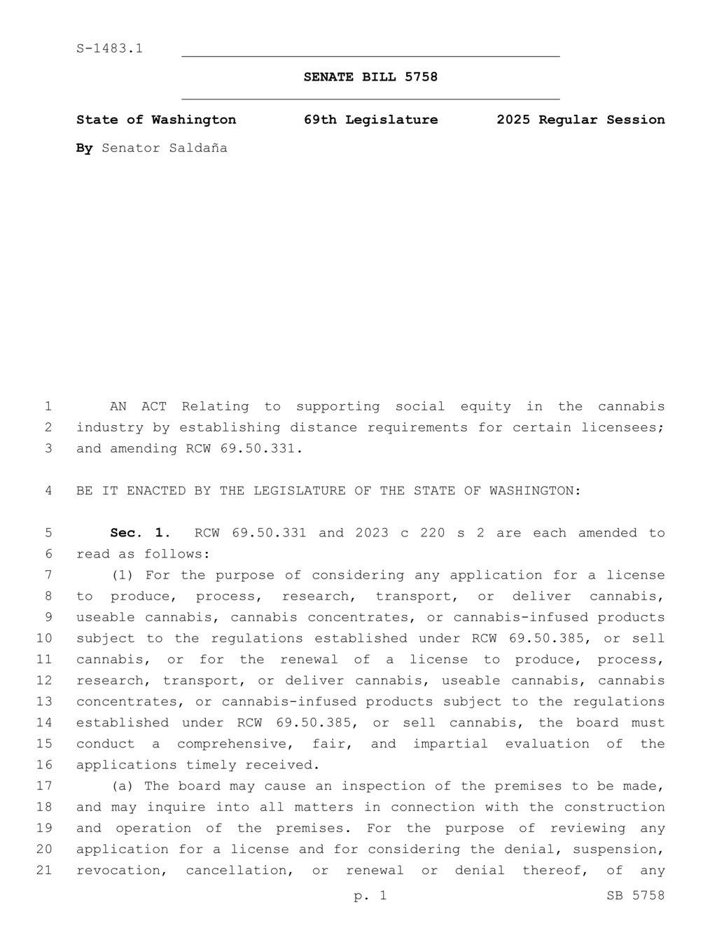 Washington State legislature enacts bill to enhance social equity in cannabis licensing