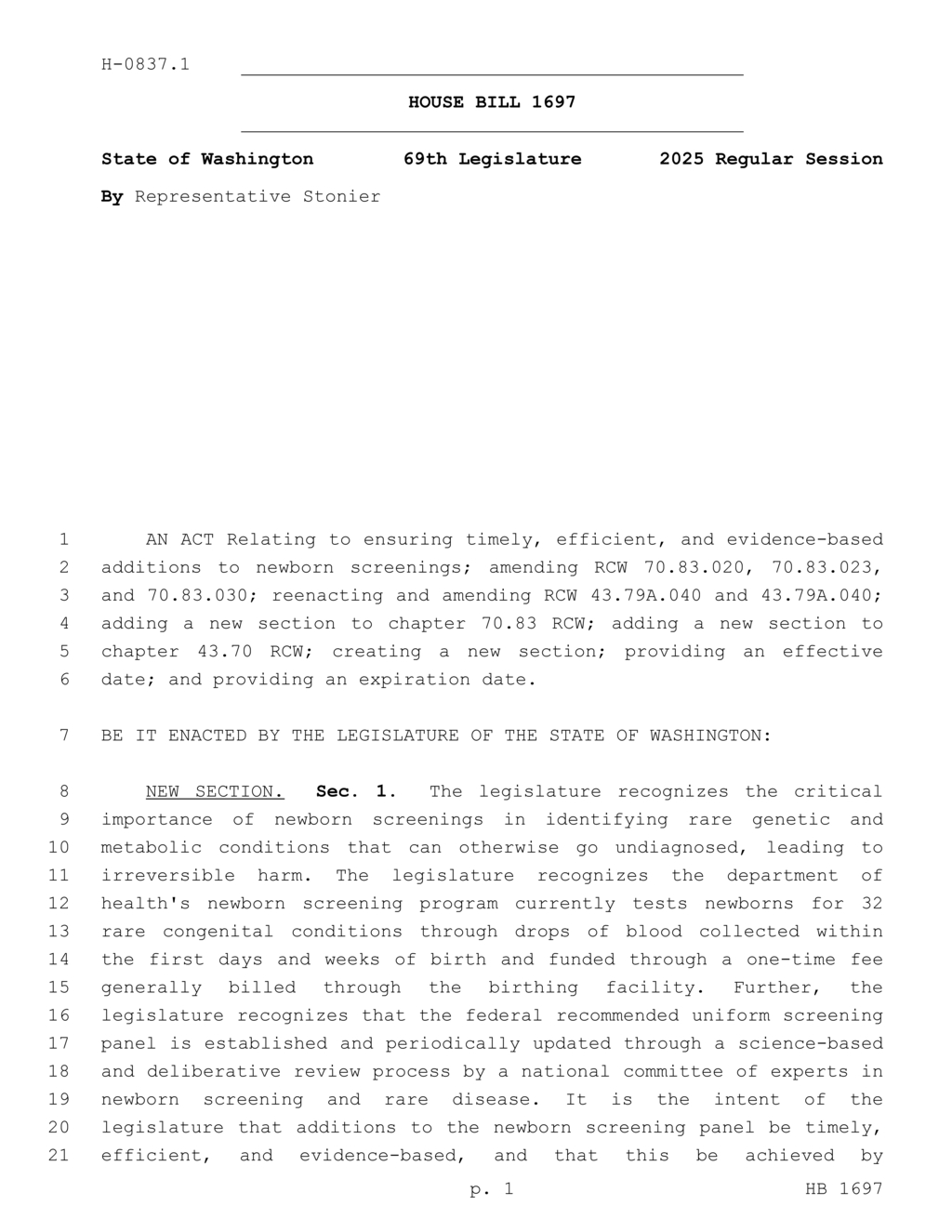 Washington State Legislature enhances newborn screening procedures with new legislation