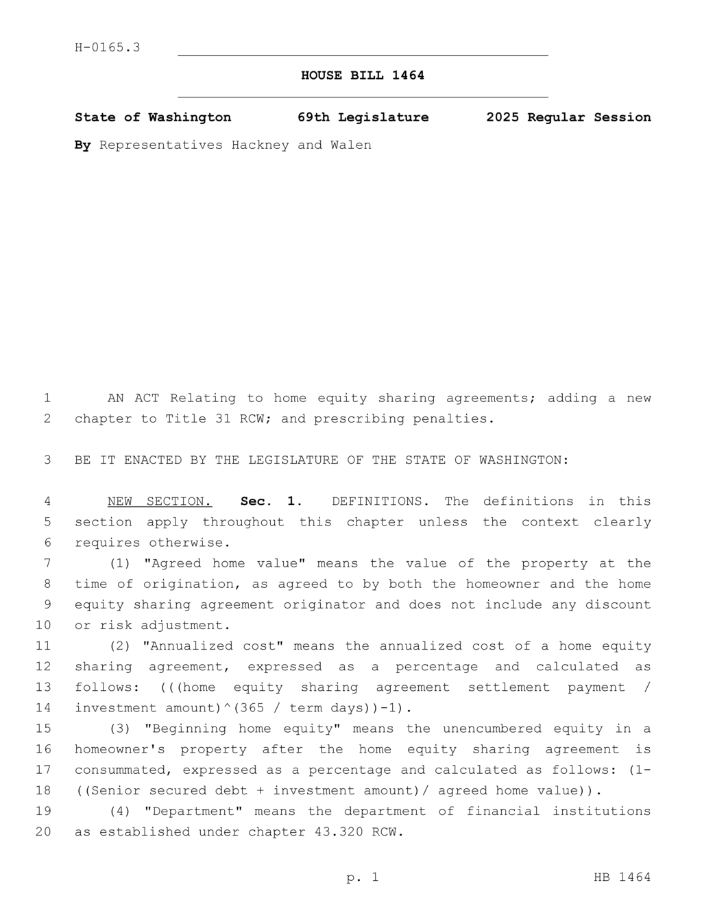 Washington State enacts regulations for home equity sharing agreements