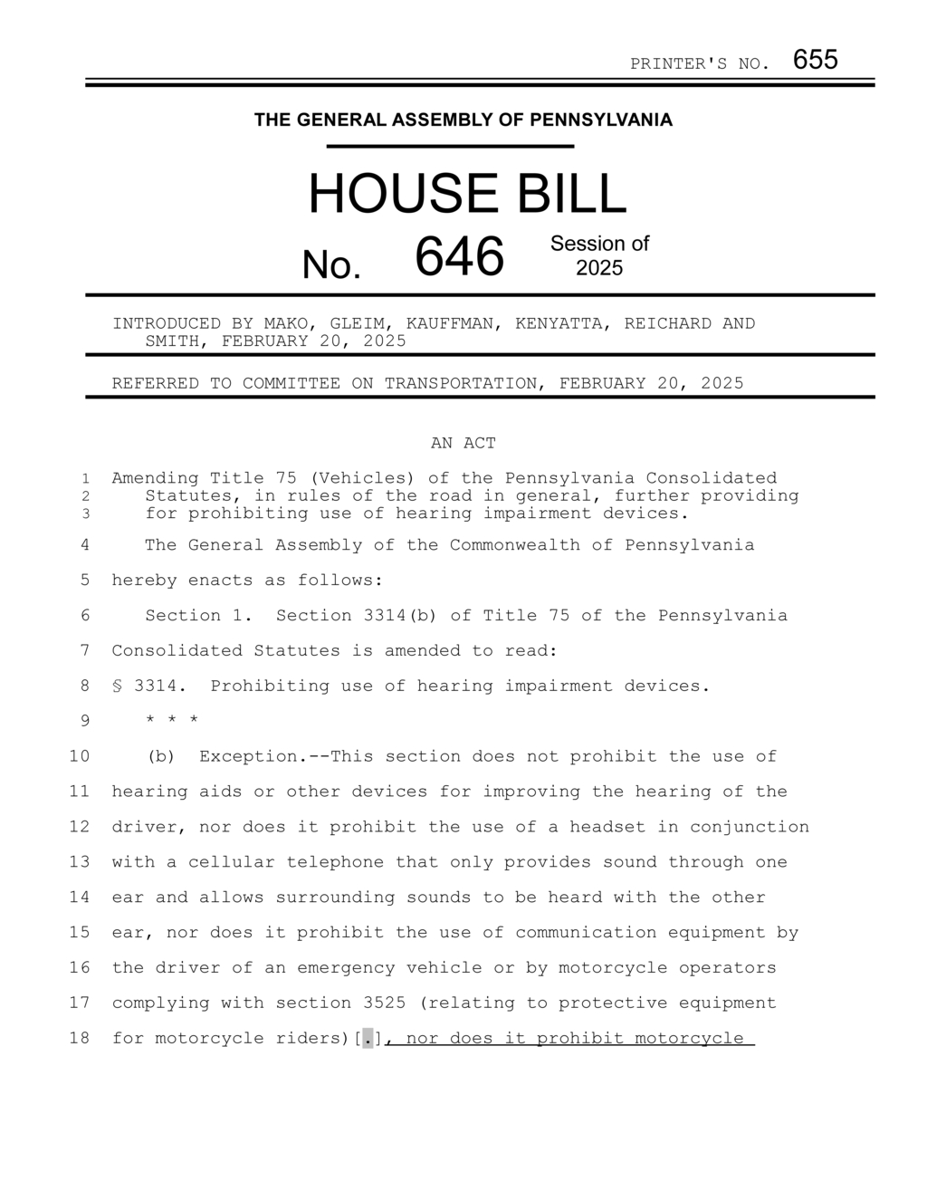 Pennsylvania lawmakers amend vehicle code on hearing impairment devices