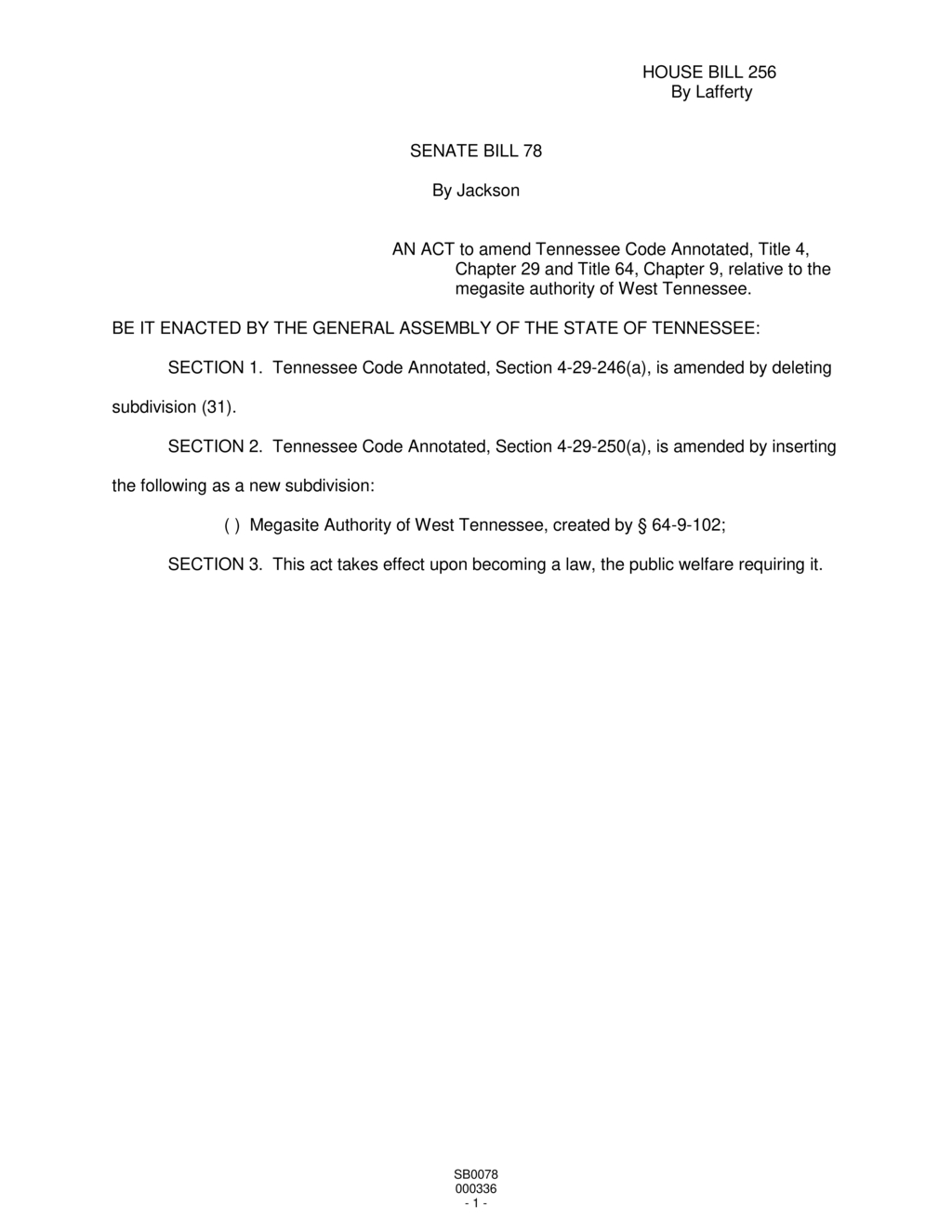 Tennessee General Assembly establishes Megasite Authority for West Tennessee