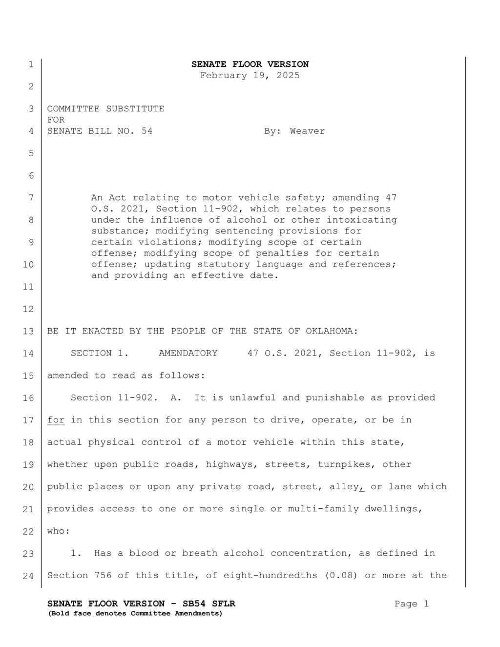Oklahoma Senate proposes felony penalties for aggravated DUI offenders