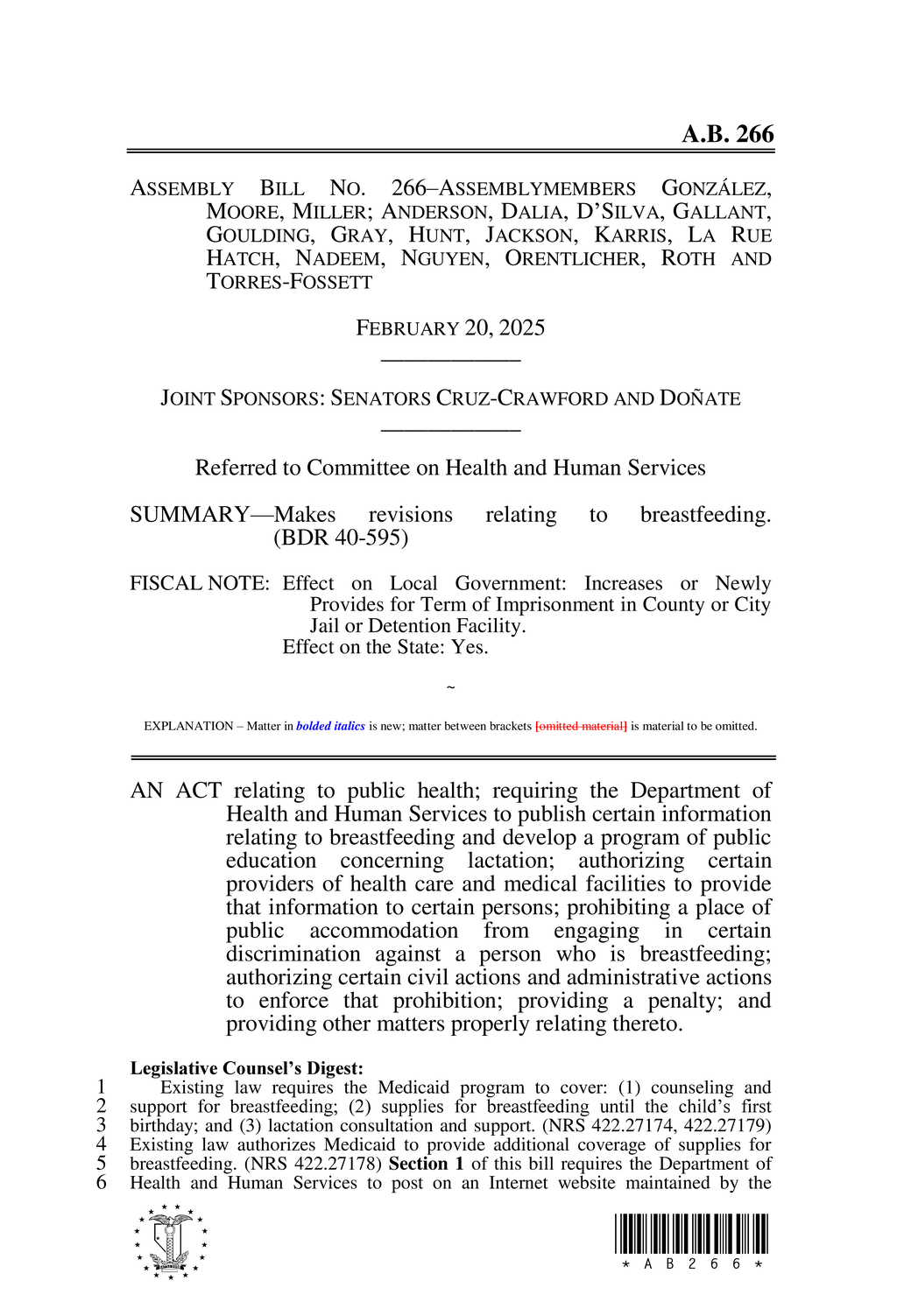 Nevada enacts law protecting breastfeeding rights in public accommodations