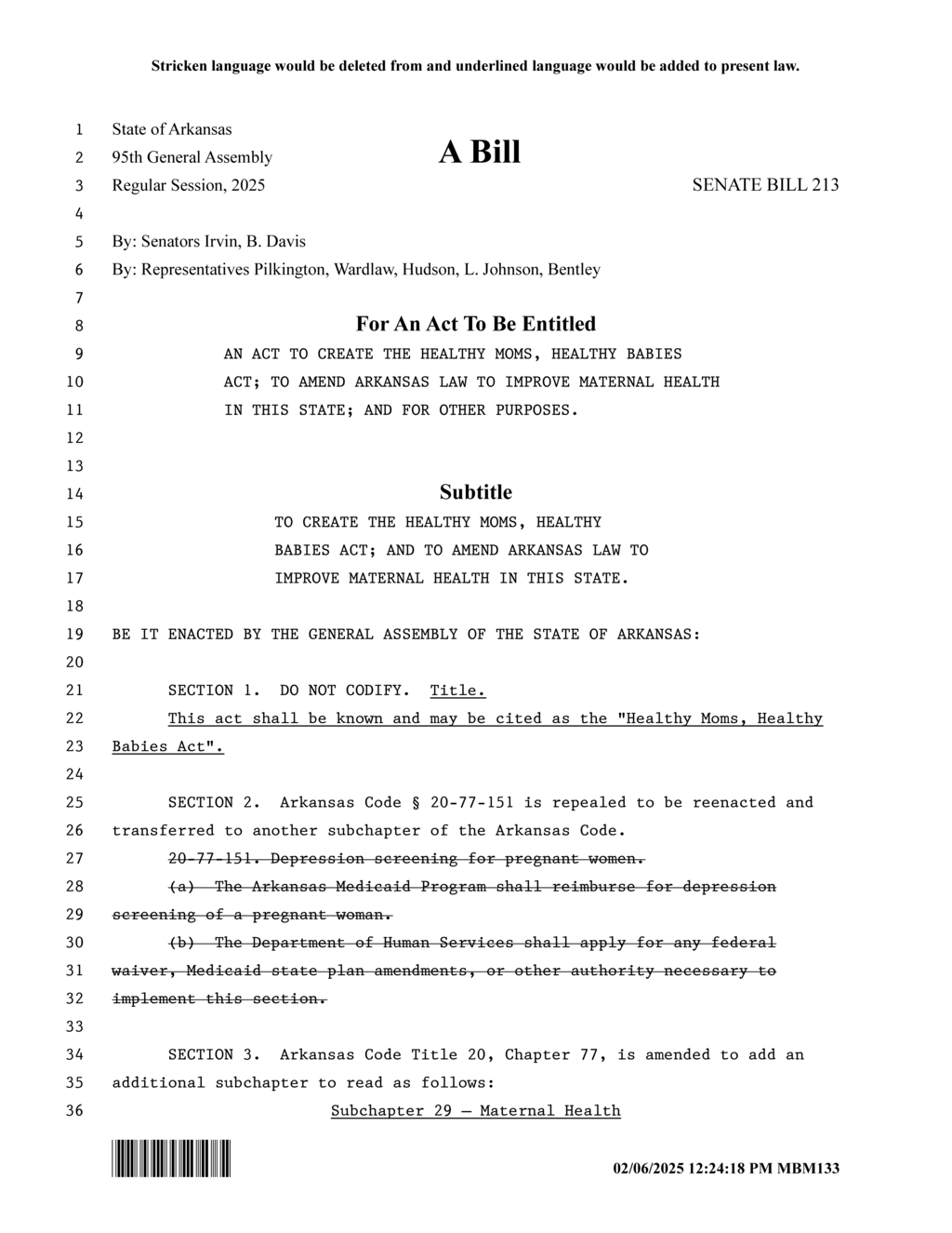 Arkansas Senate introduces Healthy Moms Healthy Babies Act to enhance maternal health