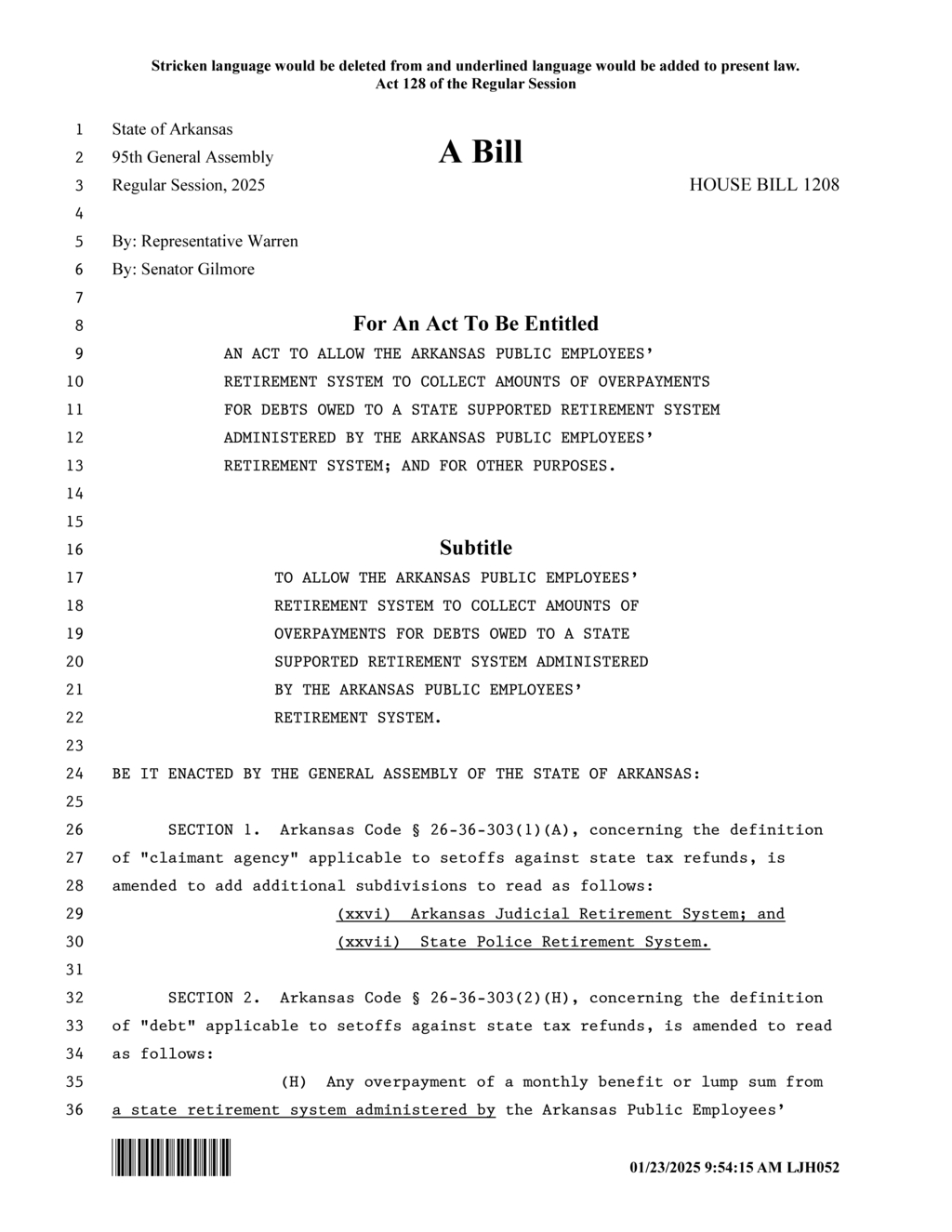 Arkansas lawmakers propose bill to collect retirement system overpayments