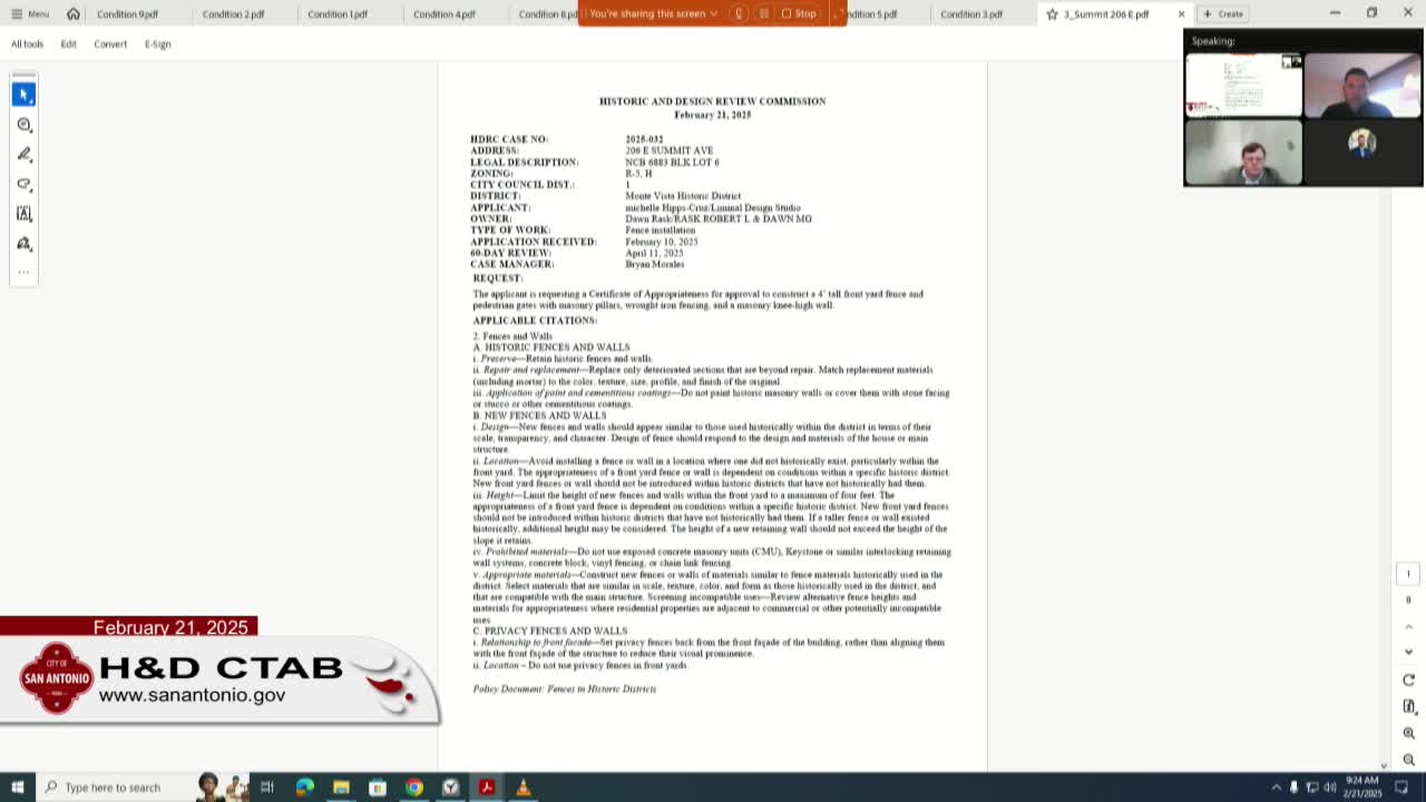 Board continues fence request at 206 E. Summit to let applicant consult Monte Vista association